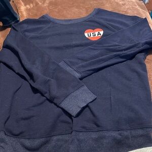 Old Navy Navy Blue Crew Neck Sweater with USA Heart Patch